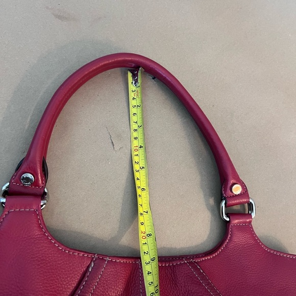 Tignanello Red Genuine Leather Medium Size Double Hand Tote Handbag - Picture 9 of 16